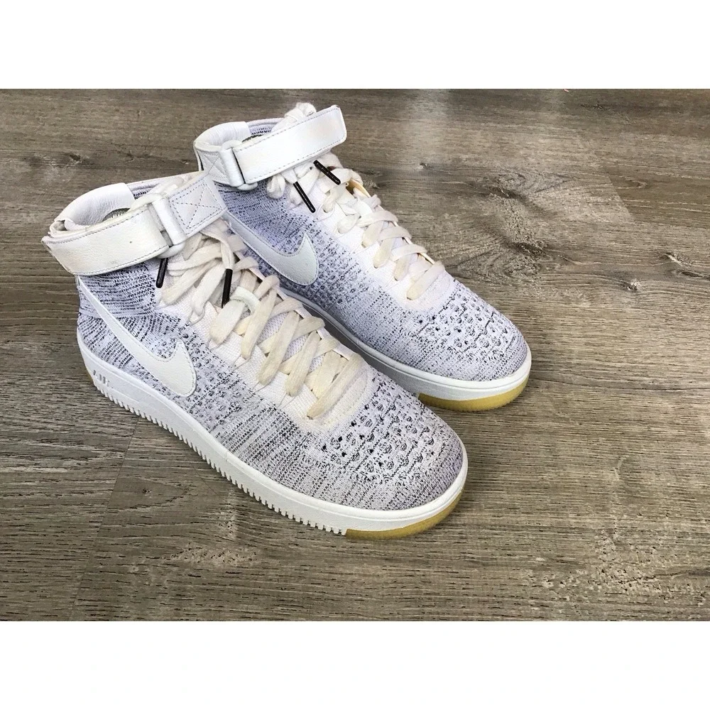 Nike Air Force 1 Womens Ultra Flyknit Sneakers Ankle 818018-101  Shoes Size 8.5